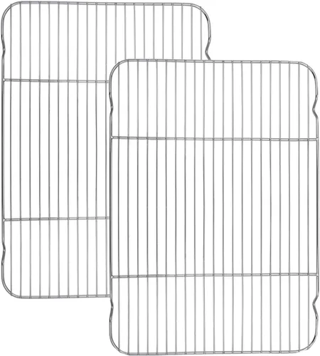 Miniatura 9 de E-far Juego de 2 estantes pequeños para hornear, de acero inoxidable, tamaño de 8.6 x 6.2 pulgadas, no tóxico y libre de óxido, apto para horno