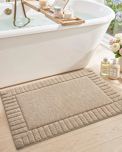 DEXI - Alfombras de baño de 16"x24", alfombras antideslizantes para el suelo del baño, alfombra de baño ultrasuave y absorbente para la ducha, Beige