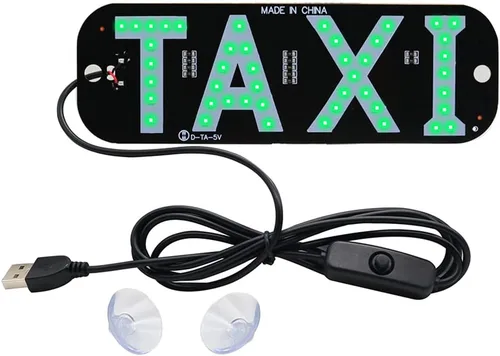 YSY 1 juego de decoración de letrero LED de taxi, nuevo modelo de taxi con gancho intermitente de taxi intercambiable por USB en la ventana del Verde