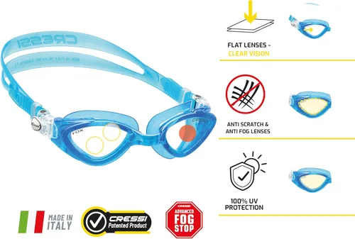 Miniatura 2 de Cressi Gafas de natación para adultos con lentes planas para visión natural - Silicona suave - Zorro: Hecho en Italia Negro