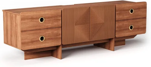 Miniatura 7 de JOINICE Soportes de TV acanalados de 66" para sala de estar, consolas de TV modernas de mediados de siglo para TV de 75 pulgadas, centro