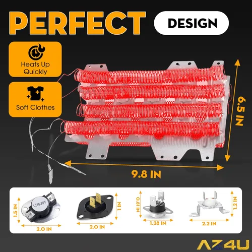 Miniatura 2 de AZ4U Elemento calefactor de secadora reemplaza para Samsung DV45K6500EV/A3 DV45K6500EW/A3 DV45K6200EZ/A3 DV52J8700EP/A2 DV48J7700EW/A2