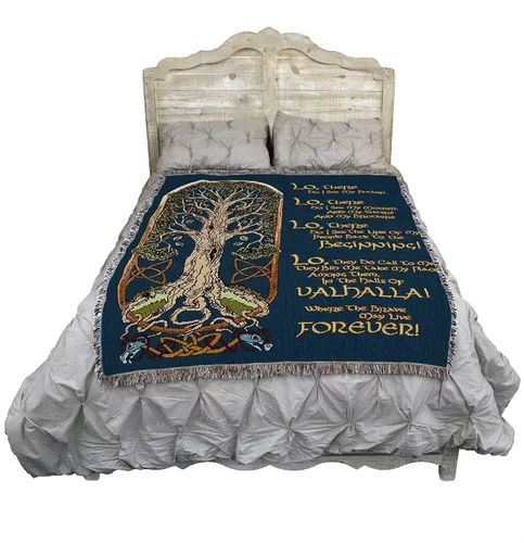 Miniatura 2 de Pure Country Weavers Manta de oración vikinga, árbol de la vida, tapiz de regalo nórdico tejido de algodón, fabricada en los Estados Unidos