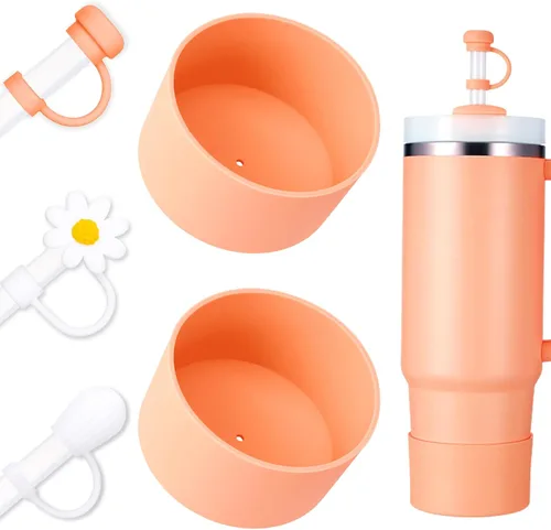 Miniatura 9 de Juego de funda para botas y pajilla, 2 fundas de silicona, 3 tapas de pajita, protector inferior para Stanley Cup H2.0 30 oz y 40 oz, coincidencia
