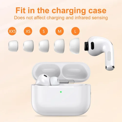 Miniatura 6 de 5 pares de almohadillas de repuesto para AirPods Pro 3 de silicona con bolígrafo limpiador y caja de almacenamiento portátil, color blanco