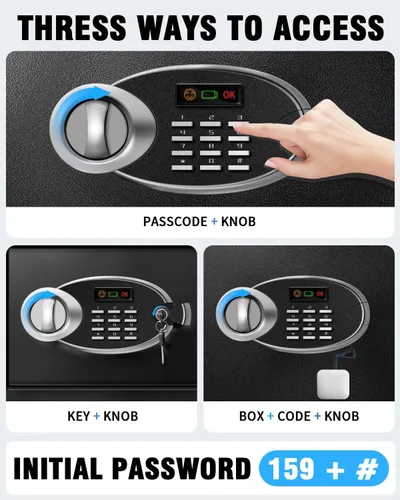 Miniatura 3 de Caja de seguridad grande de 2.5 pies cúbicos con resistencia al fuego e impermeable para documentos - Caja de seguridad personal de acero