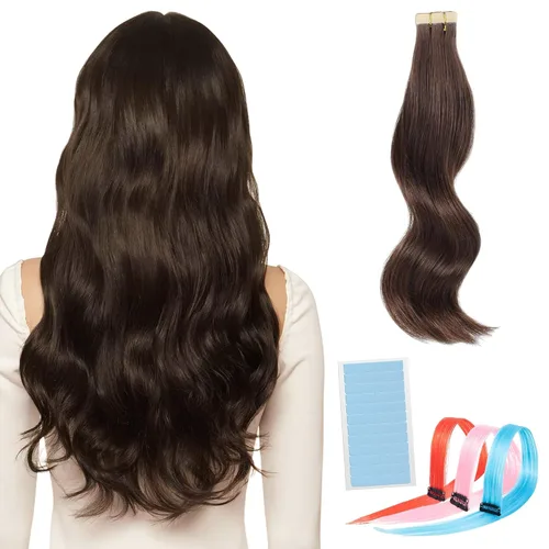 Miniatura 10 de WIGI Extensiones de cabello adhesivas de alta calidad, cabello humano 100 % real, 1.76 onzas por paquete, 20 unidades, extensiones de cabello lacio