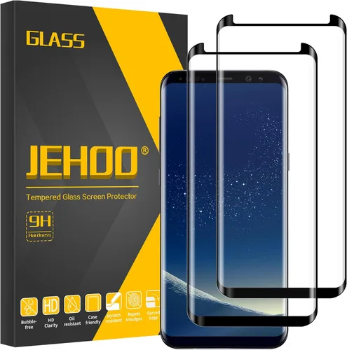 Paquete de 2 protectores de pantalla para Samsung Galaxy S8, compatible con huellas dactilares, película de vidrio templado 9H, fácil instalación,