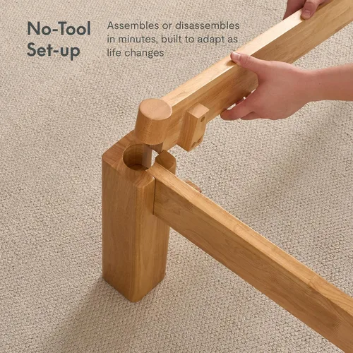 Miniatura 4 de FLEXISPOT Hako - Marco de cama de carpintería japonesa G2, cama de plataforma Queen de madera de caucho maciza, certificado IAS y SGS