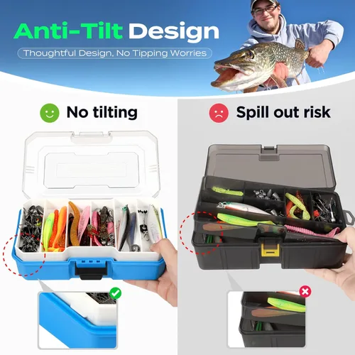 Miniatura 4 de PLUSINNO Caja de aparejos de pesca con aparejos incluidos, kit de señuelos de pesca de 373 piezas con bandeja extraíble, equipo de pesca