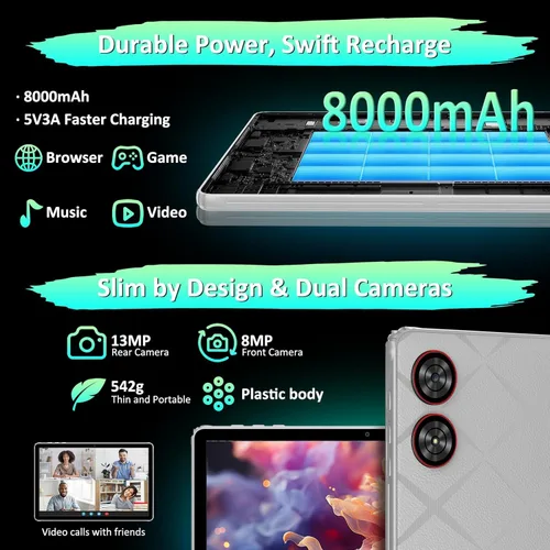 Miniatura 6 de TOPWAH Tablet Android 16 de 11 pulgadas con teclado, 36 GB de RAM + 256 GB de ROM (expansión de 1 TB), tabletas de pantalla ISP 2K, 8000 mAh, T606