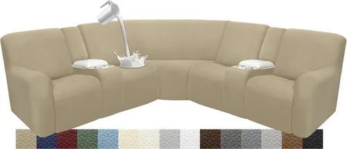 Miniatura 37 de Fundas impermeables de sofá reclinable modular para sofás reclinables, lavable en forma de L, para perros, fundas elásticas para sofá reclinable