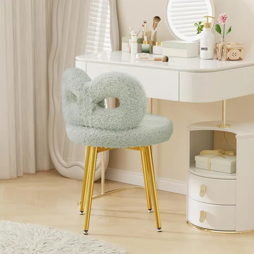 Miniatura 8 de ROOMTEC Silla de tocador giratoria con respaldo, silla de escritorio tapizada para niñas, tocador de maquillaje moderno para dormitorio, sala