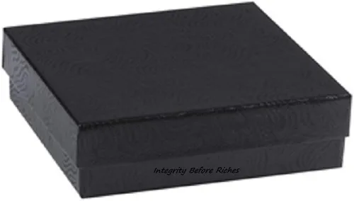 Miniatura 2 de R J Displays - Paquete de 12 cajas de regalo de cartón negro mate de algodón para el día de San Valentín, 3 x 3 x 1 pulgada