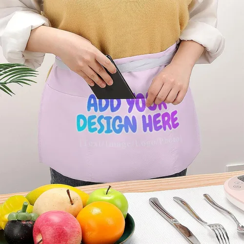 Miniatura 265 de AXKEUDO Delantal personalizado con bolsillos, delantales de cintura para camarera para cocinar en casa, restaurante, servir trabajo