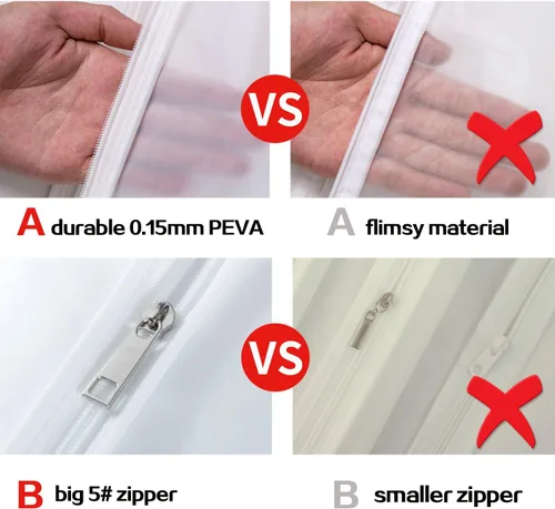 Miniatura 8 de MsKitchen Paquete de 6 bolsas largas para ropa (24 x 60 pulgadas) – Fundas de bata a prueba de polvo – Bolsas colgantes duraderas de PEVA