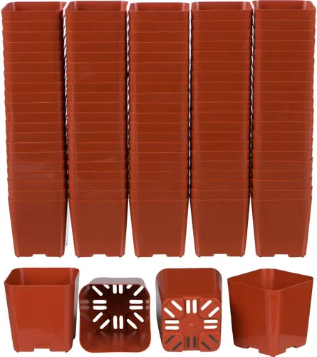 Miniatura 5 de Paquete de macetas de plástico de 2 pulgadas para plántulas o suculentas (100 macetas, color negro)