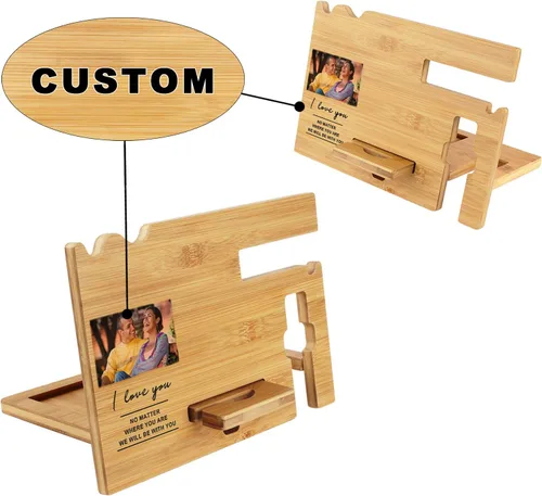 Miniatura 3 de Regalo del día de San Valentín para él, estación de acoplamiento de madera personalizada para hombres, regalos para aniversario, marido, novio, idea