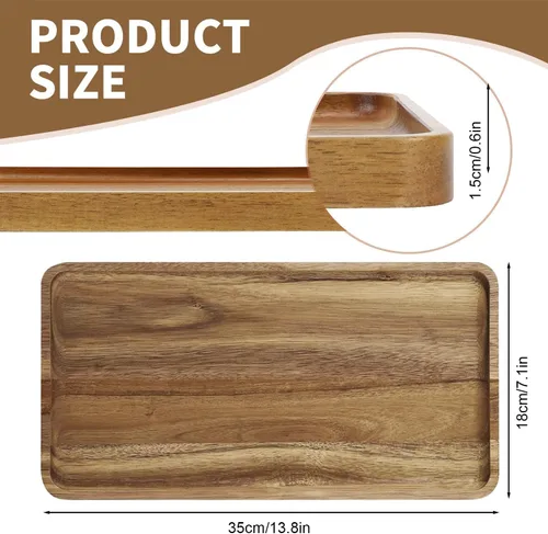 Miniatura 4 de Platos y bandejas de madera maciza de madera de acacia natural para charcutería, tabla de quesos (35 x 18 rectangulares)