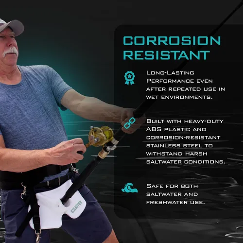 Miniatura 3 de GAFFER SPORTFISHING Cinturón de pesca de cuerpo ancho - cardanes ABS con pasador de bloqueo de acero inoxidable, acolchado de espuma EVA Negro - 28