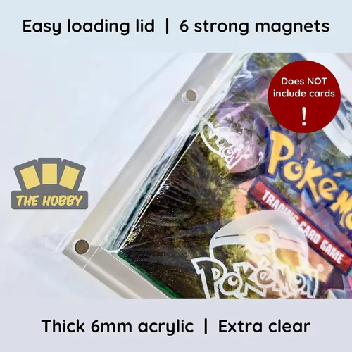 Miniatura 5 de Funda acrílica de lujo compatible con cajas de refuerzo de Pokémon ingleses, magnética, fácil carga superior, protección gruesa de 0.236 pulgadas
