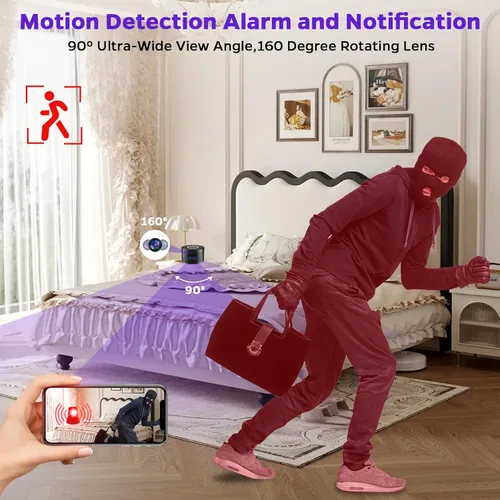 Miniatura 4 de Cámara de seguridad activada por movimiento con carga inalámbrica, cámaras domo con detección de movimiento, visión nocturna, almacenamiento local