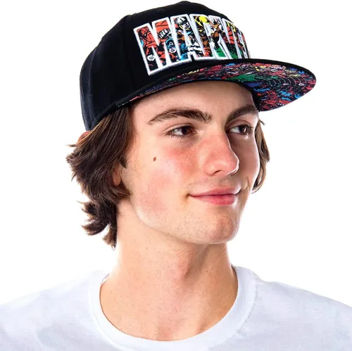 Miniatura 5 de Bioworld Marvel Comic Logo Sublimated Bill Snapback Gorra Gorra Negro, Negro, talla única