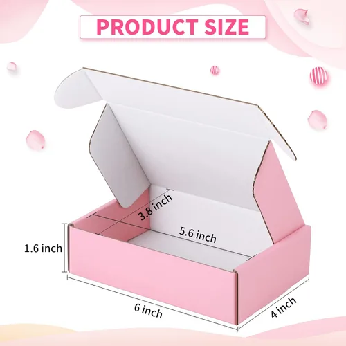 Miniatura 2 de Spakon - Paquete de 50 cajas de envío de cartón corrugado, cajas de embalaje para pequeñas empresas, lindas cajas pequeñas de cartón, cajas de Rosa