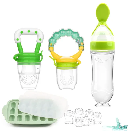 Miniatura 8 de Alimentador de frutas y moldes para paletas de leche materna para bebés, recipientes de almacenamiento de bandeja de congelación de alimentos