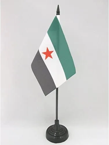 Miniatura 12 de Bandera de mesa de Andalucía 4'' x 6'' - Bandera de escritorio de la región española de Andalucía 5.9 x 3.9 in - Barra y base de plástico negro - AZ
