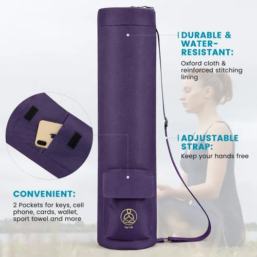 Miniatura 2 de Gonex Bolsa para esterilla de yoga, soporte para esterilla de yoga con cremallera completa, bolsa de transporte para mujeres y hombres con 2 Púrpura