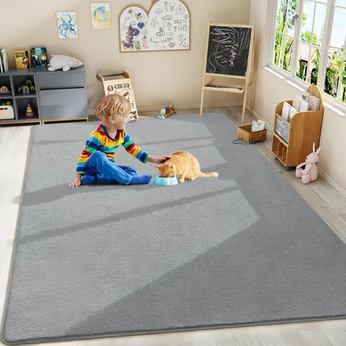 Miniatura 9 de Amearea Alfombras Modernas de Área para Dormitorio Sala de Estar, 4x6 Pies Gris Alfombra de Espuma Viscoelástica Engrosada, Alfombras Mullidas