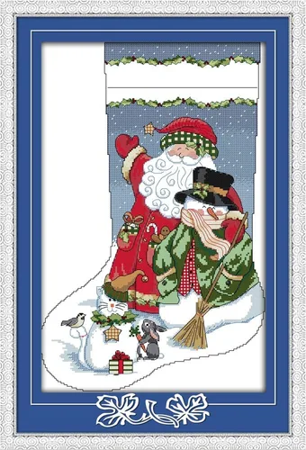 Miniatura 8 de Howie's Needlepoint Kits de punto de cruz, kits de bordado de patrón navideño preimpreso de 14 quilates, gama completa de kits de costura