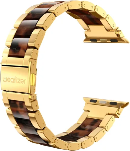 Miniatura 13 de Wearlizer - Correa compatible con Apple Watch de 38/40/41/42 mm; pulseras de moda para mujer, acero inoxidable + resina metálica de repuesto