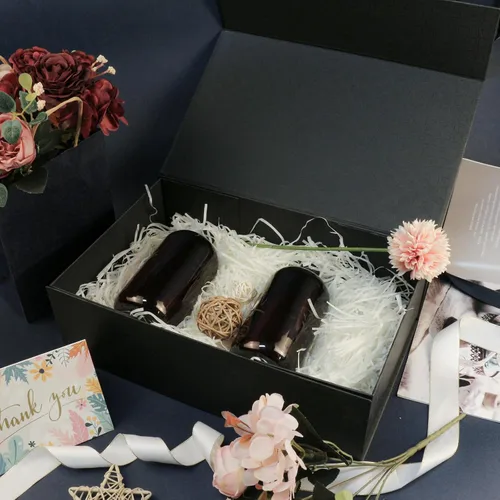 Miniatura 6 de YINUOYOUJIA Caja de regalo grande de color negro de 14 x 9 x 4.5 pulgadas, cajas de regalo con tapa de cierre magnético, cinta y tarjeta, caja