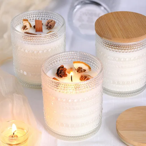 Miniatura 5 de DARJEN Paquete de 12 tarros de vela transparentes para hacer velas - tarros de vidrio vacíos de 8 onzas con tapas y etiquetas de bambú, suministros