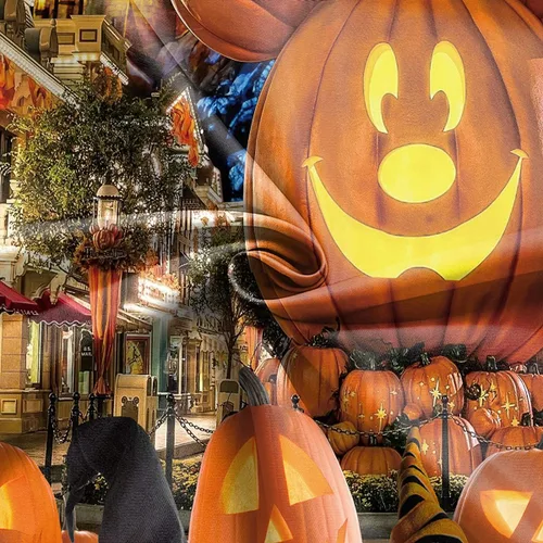 Miniatura 5 de Cortina de ducha de Halloween para baño, niños, caricatura, calabaza, sombrero de mago, luna, castillo, estrella, lámpara de calle, decoración