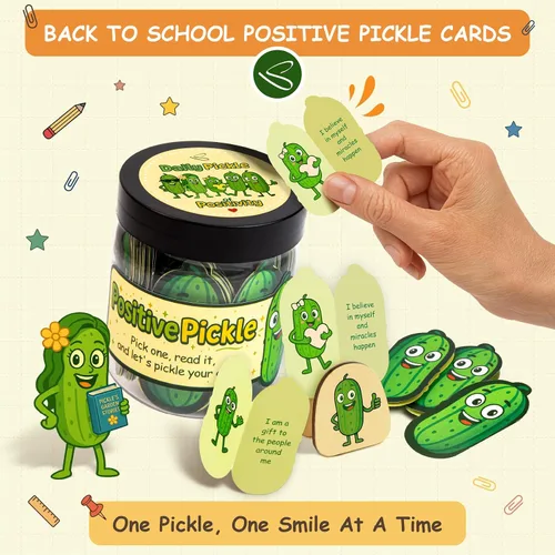Miniatura 3 de Stofinity Tarro de 60 tarjetas de afirmación de pepinillos positivos – Regalo de aliento, positividad y apoyo emocional para niñas adolescentes