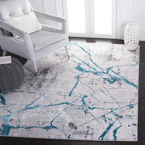 Miniatura 36 de SAFAVIEH Amelia Collection - Alfombra decorativa de 2 x 4 pies, gris y negro, diseño abstracto moderno, no desprende pelusa y de fácil cuidado