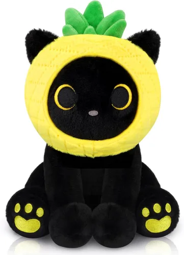Miniatura 13 de Peluche de gato de caballo – Aniaml de peluche de gato negro de 8 pulgadas con capucha de caballo marrón extraíble, lindo animal de peluche, juguete