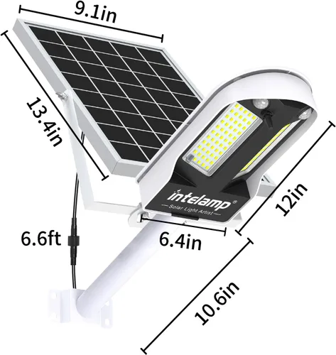 Miniatura 8 de Luces de calle solares intelamp para exteriores, impermeables, 3000LM, 12500mAh, iluminación de seguridad con inundación, sensores de movimiento PIR