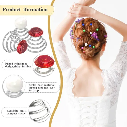 Miniatura 2 de BENBO - Horquillas para el cabello en espiral con diamantes de imitación, 72 unidades, coloridos y brillantes, de cristal, tornados, espirales
