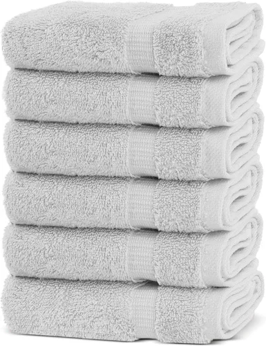 Miniatura 36 de Chakir Turkish Linens - Toallas turcas de alta calidad 100% algodón para baño, 13 x 13 pulgadas (6 toallas pequeñas, aguamarina)