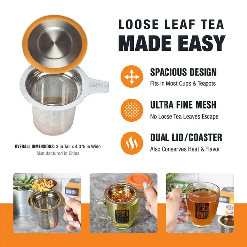 Miniatura 5 de Tiesta Tea Brewbasket Colador de Infusión de Acero Inoxidable para Hojas Sueltas, Colador de Malla Fina Reutilizable para Bebidas Calientes y Frías