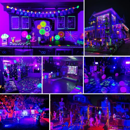 Miniatura 7 de 1 paquete de luz negra de 100 W, luz negra LED con enchufe e interruptor de EE. UU., luces negras para brillar, sin fiesta, Halloween, pintura