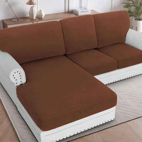 Miniatura 51 de H.VERSAILTEX Fundas para sofá seccional, 4 piezas, fundas de cojín de asiento de sofá en forma de L, fundas de cojín separadas para chaise longue