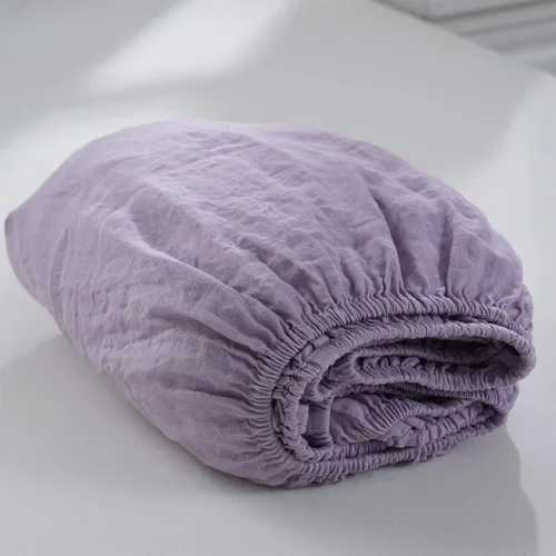 Miniatura 19 de S VICTORY SYMBOL Sábana bajera de lino 100% 78"x80" Funda de colchón 1 pieza, bolsillo profundo de 16 pulgadas, ropa de cama de lino francés natural