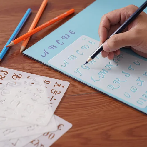 Miniatura 4 de Plantillas de letras – Paquete de 12, 4 x 7 pulgadas, plantillas de plástico reutilizables del alfabeto para diario de viñetas, decoración