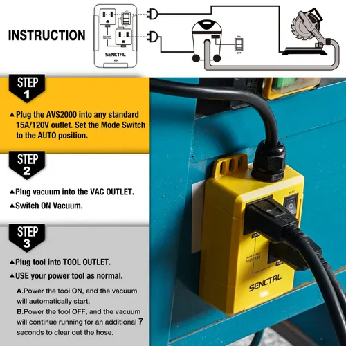 Miniatura 6 de SENCTRL Interruptor Automático de Vacío Permite que las Herramientas Eléctricas/Sierra de Mesa Enciendan y Apaguen la Aspiradora/Accesorio 19.5