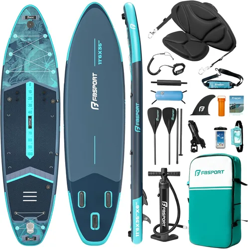 Miniatura 7 de FBSPORT Tabla de remo de pie prémium de 11 pies, tabla de yoga con accesorios de SUP y bolsa de transporte, amplia posición, control de surf